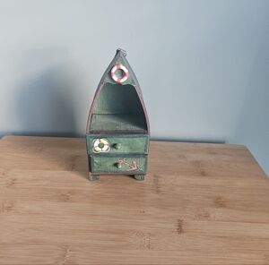 Nautical Green Miniature Boat Shelf